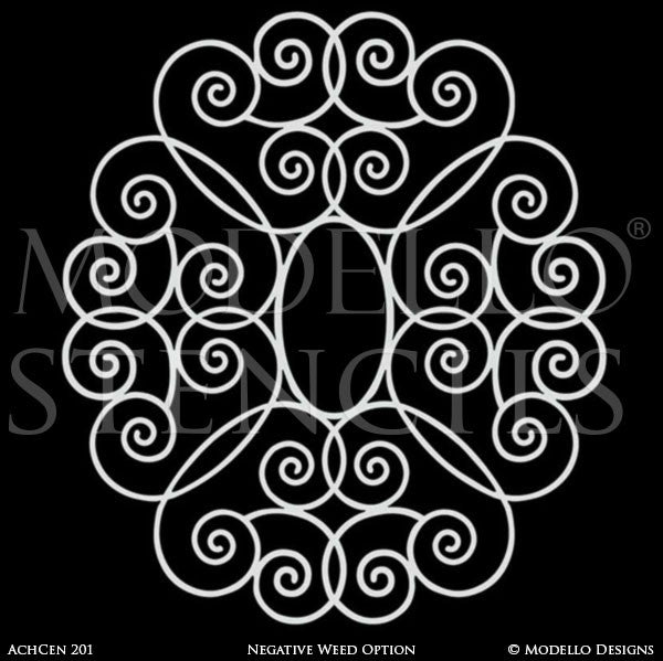 Designer Custom Stencils for Large Ceiling Painted Home Decor - Modello Medallion Circle Shapes Stencils