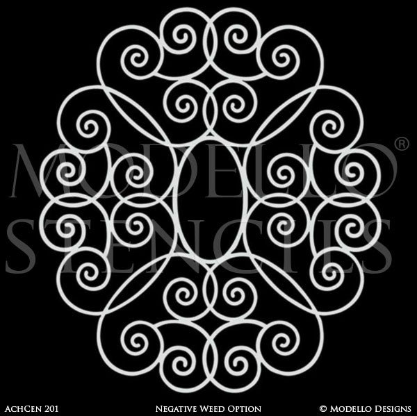 Designer Custom Stencils for Large Ceiling Painted Home Decor - Modello Medallion Circle Shapes Stencils