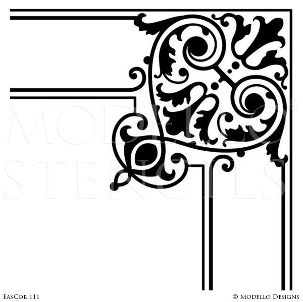 Decorative Corner Stencils for Stenciling Ceiling or Wall Designs - Modello Custom Stencils