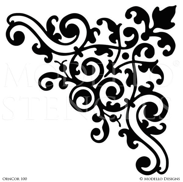 Large Corner Stencils for Decorating Wall and Ceiling - Modello Custom Adhesive Stencils