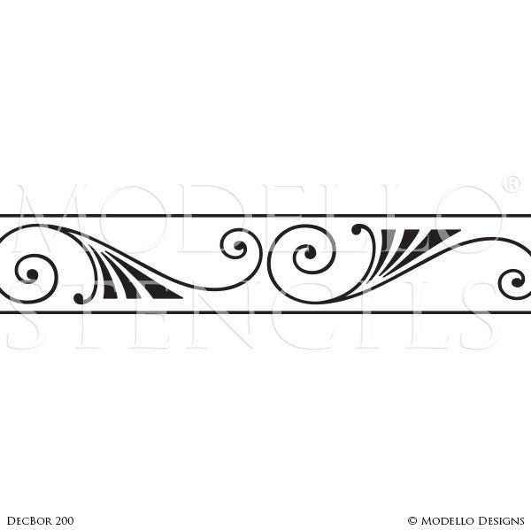 Art Deco Art Nouveau Retro Vintage Design Geometric Pattern - Large Wall Border Stencils - Modello Custom Stenciling