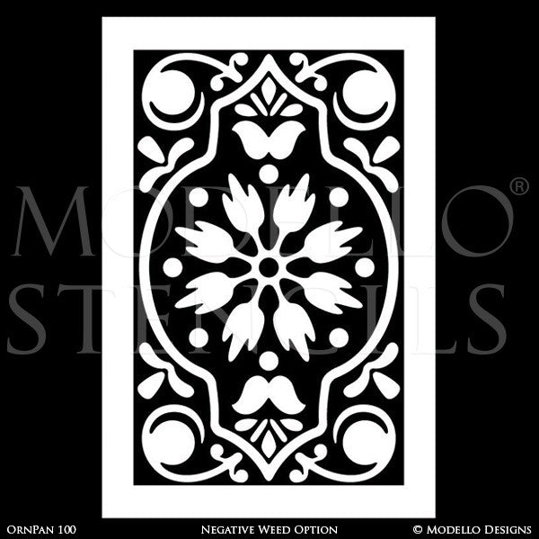 Large Flower Designs Painted on Custom Wall Designs - Modello Wall Panel Stencils