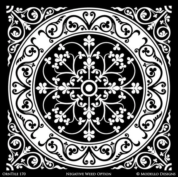 Traditional Tile Designs for Wall Mural Painting Projects and Decorative Ceilings - Modello Custom Stencils