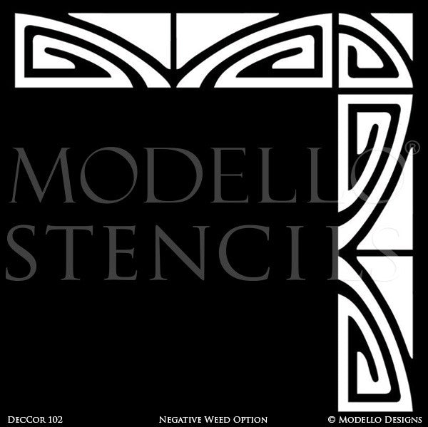 Modern and Geometric Patterns - Colorful Corner Stencils for Walls and Floors - Modello Designs