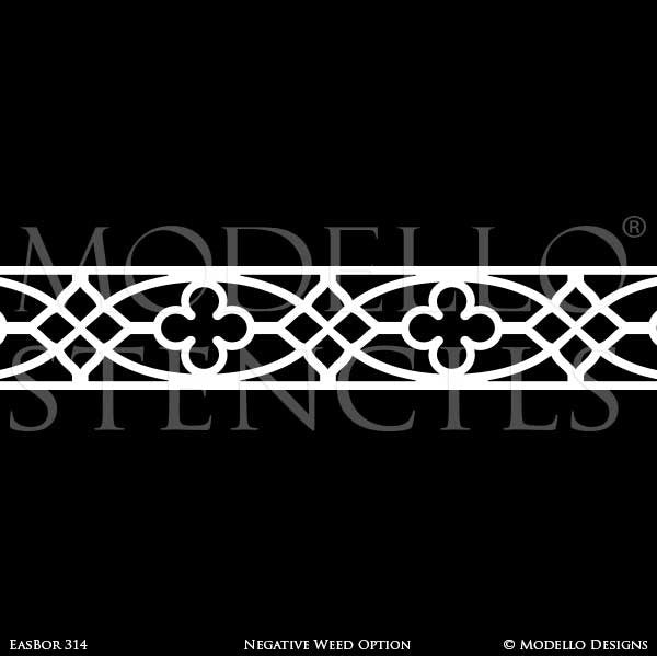 Asian Inspired Home Decor and Large Floor Borders Stencils - Modello Custom Stencils