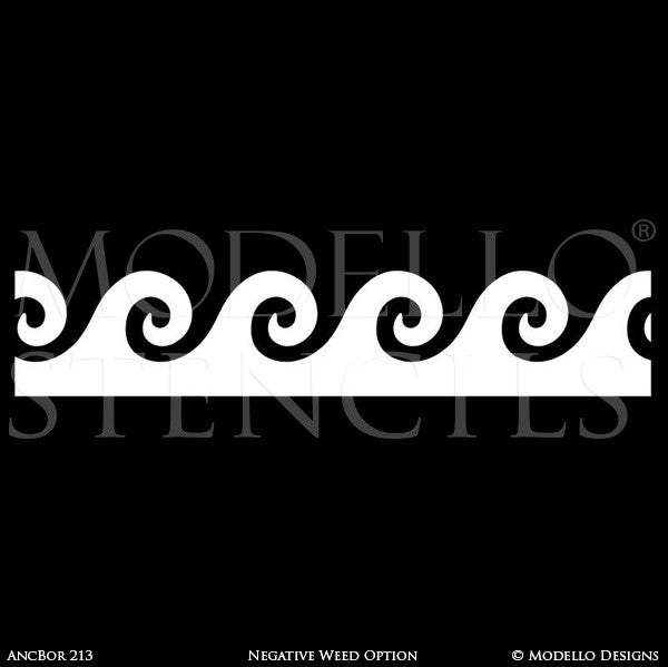 Grecian Greek Decor Style using Painted Border Ceiling Stencils - Modello Custom Stencils