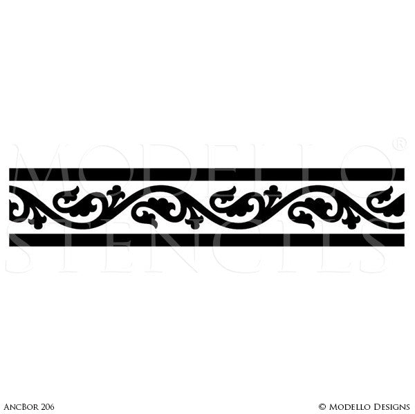 Custom Decorative Border Stencils for Colorful Floors or Walls - Modello Designs