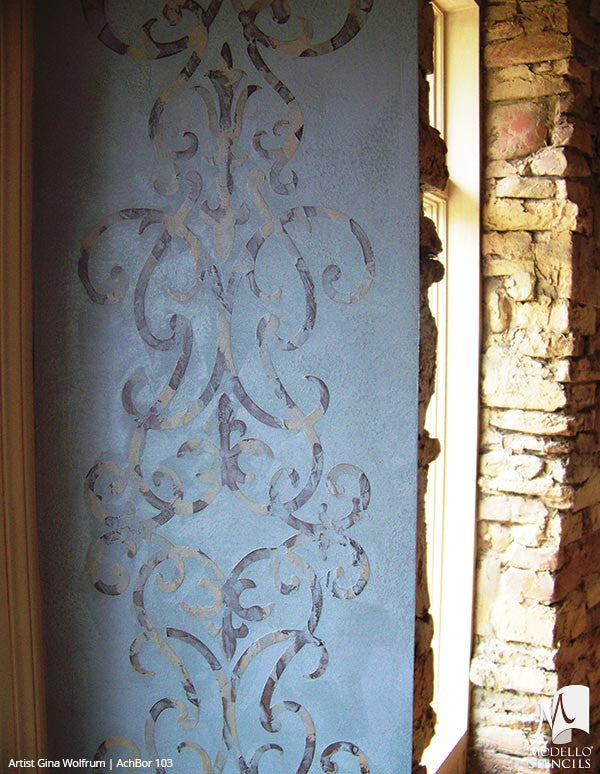 Wall Art and Wall Mural Border Painted onto Custom Home Decor Projects - Modello Custom Stencils