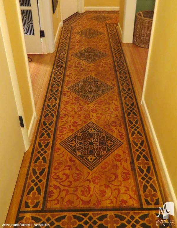 Asian Inspired Home Decor and Large Floor Borders Stencils - Modello Custom Stencils