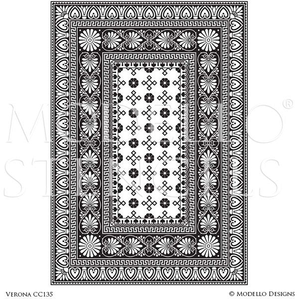 Ornate Floor Designs with Carpet Panel Stencils - Modello Custom Vinyl Stencils