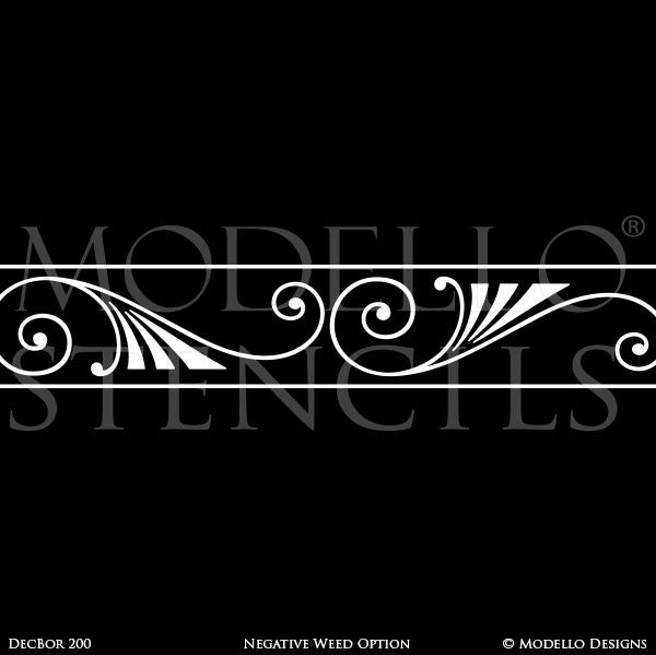 Art Deco Art Nouveau Retro Vintage Design Geometric Pattern - Large Wall Border Stencils - Modello Custom Stenciling