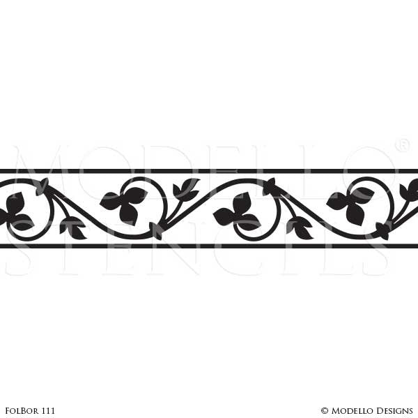 Adhesive Wall Border Stencils with Decorative Designs for Painting - Modello Custom Stencils