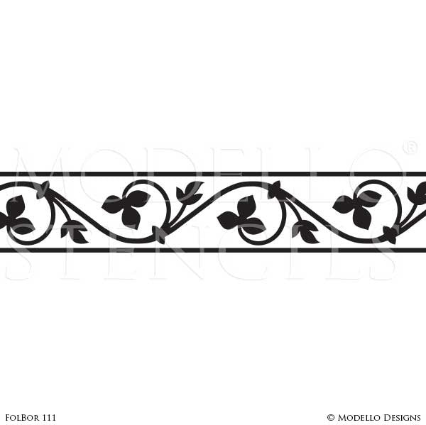 Adhesive Wall Border Stencils with Decorative Designs for Painting - Modello Custom Stencils