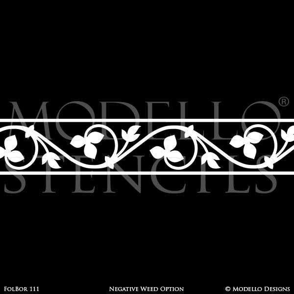 Adhesive Wall Border Stencils with Decorative Designs for Painting - Modello Custom Stencils