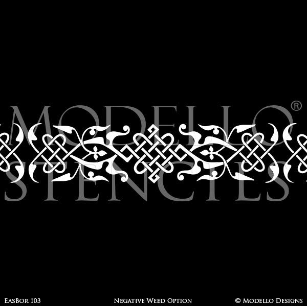 Border Stencils for Painting Ceiling or Wall with Moroccan Asian Indian Designs - Modello Custom Stencils