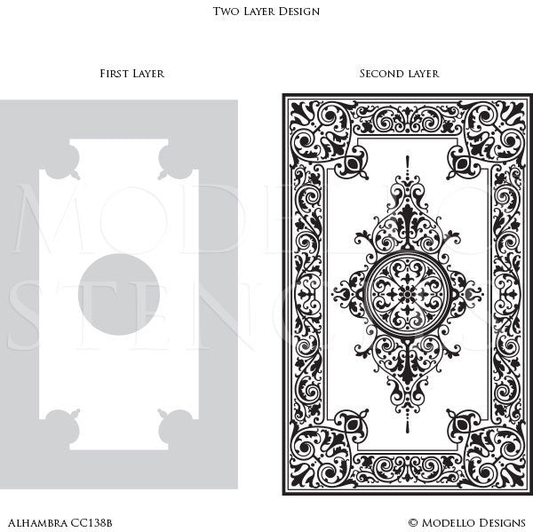 Large Faux Carpet Floor Stencils for Decorative Painting - Modello Stencils