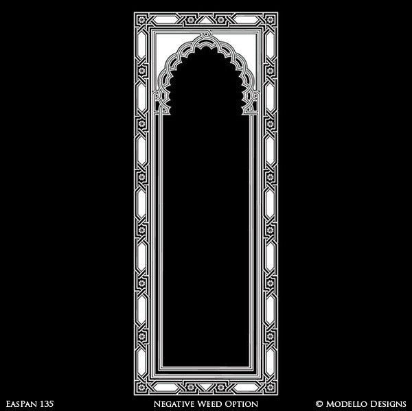 Tall Large Door Archway Window Panel Stencils for Moroccan Style Decorating - Modello Custom Wall Stencils