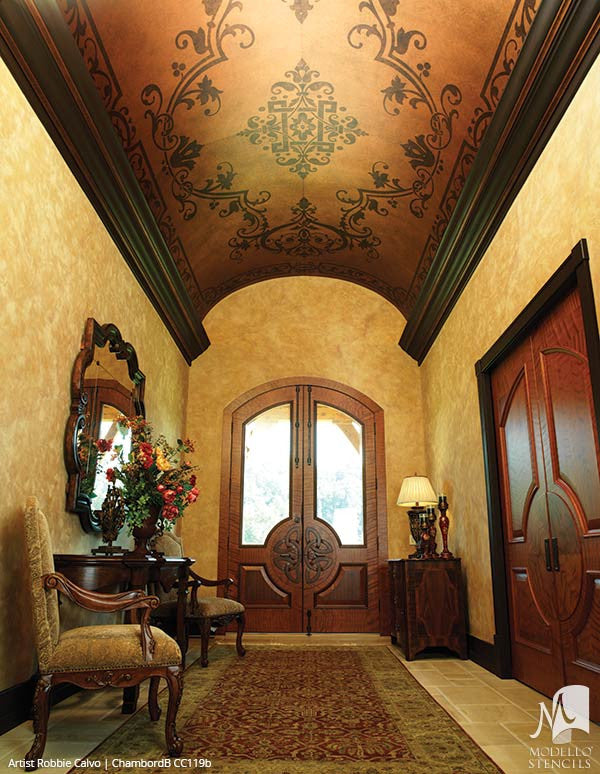 Decorating Ceilings with Designer Custom Stencils and Large Panel Designs