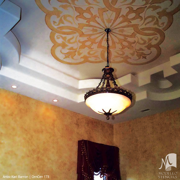 Painting Ceiling Designs with Custom Classic Medallion Stencils