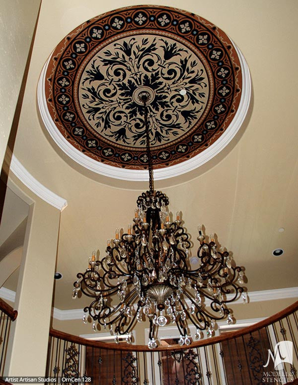 Custom Cut Stencils for Painting Ceilings with Large Patterns - Modello Custom Self Adhesive Stenciling