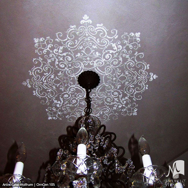 Custom Cut Stencils for Painting Ceilings with Large Patterns - Modello Custom Self Adhesive Stenciling