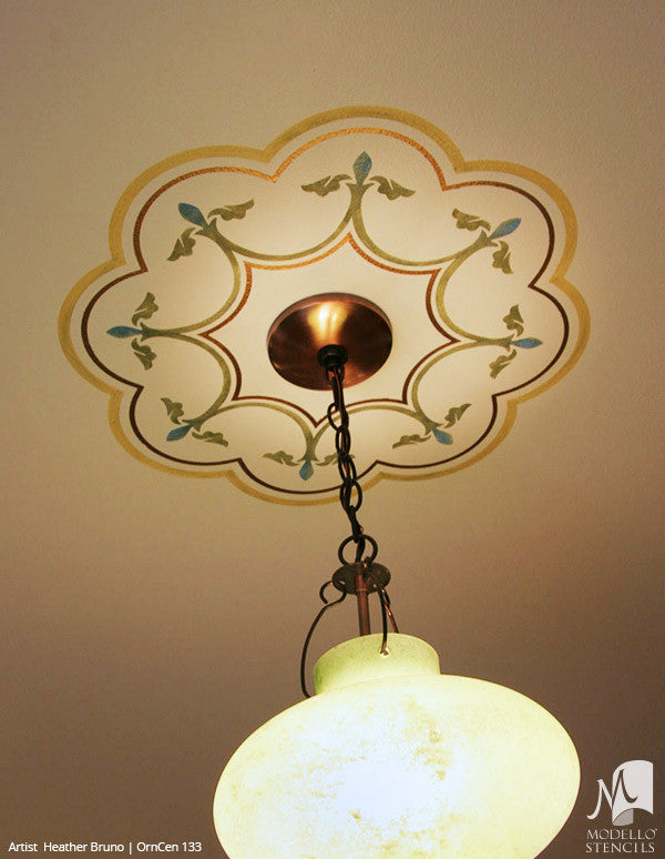 Modern Circle Medallion Stencils for Stenciled Concrete Floors and Painted Ceiling Designs - Architectural Interior Design