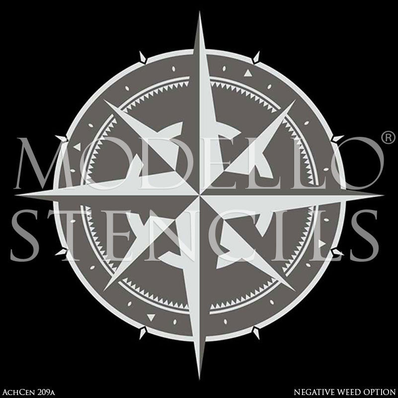 Compass Painted onto Decorative Concrete or Wood Floor - Modello Custom Medallion Stencils