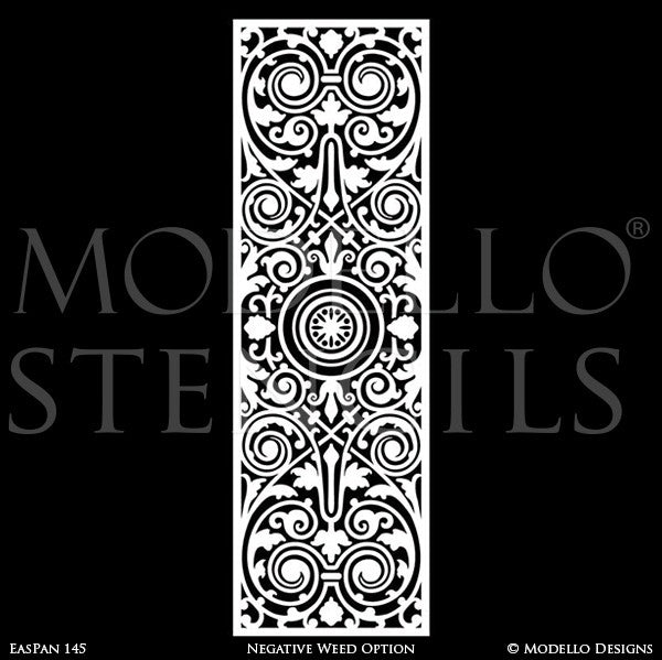 Asian Inspired Home Decor and Large Wall Panel Stencils for Painting Antique Mirrors, Doors, Windows - Modello Custom Stencils Designs
