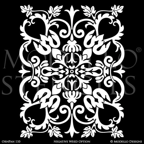 Painted Furniture Cabinet Panels & Wall Panels - Modello Custom Stencils for Decorating