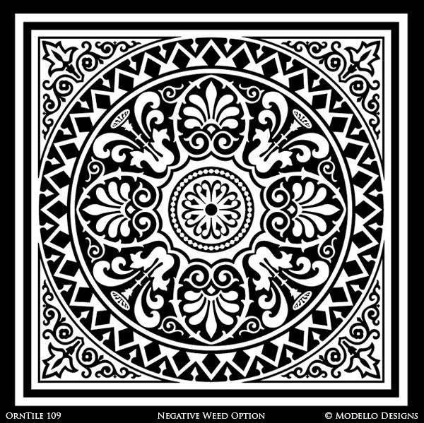 European and Old World Home Decor - Custom Tile Stencils for Painting Furniture, Floor, Walls, Ceiling