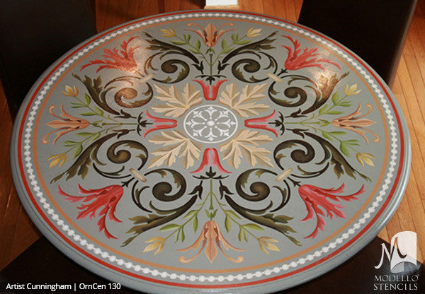 Custom Painted Furniture with Colorful Medallion Stencils