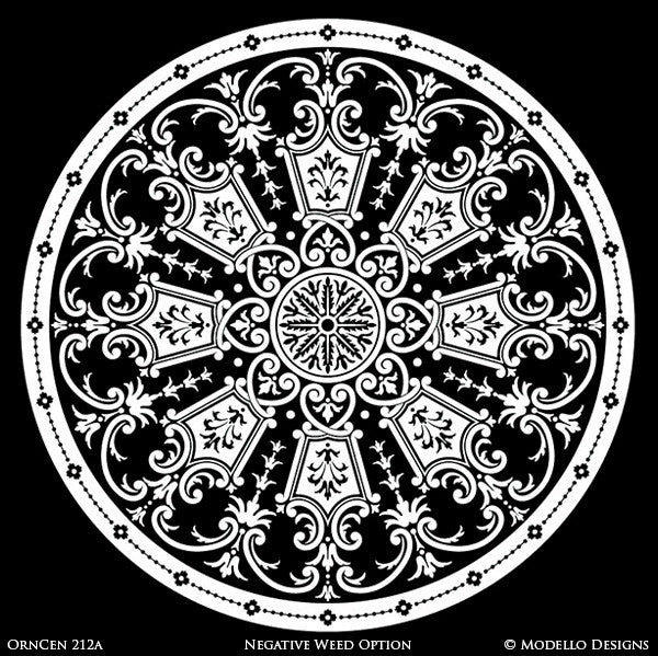 Designer Stencils with Painted Ceiling Decor or Decorative Concrete Projects - Custom Stencils with Medallion Shapes