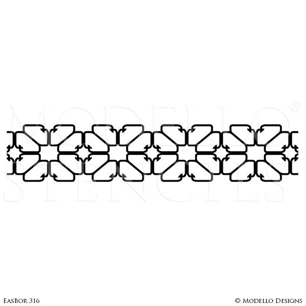 Boho Chic Wall Art Stencils - Border Designs on Wall or Ceiling - Royal Design Studio