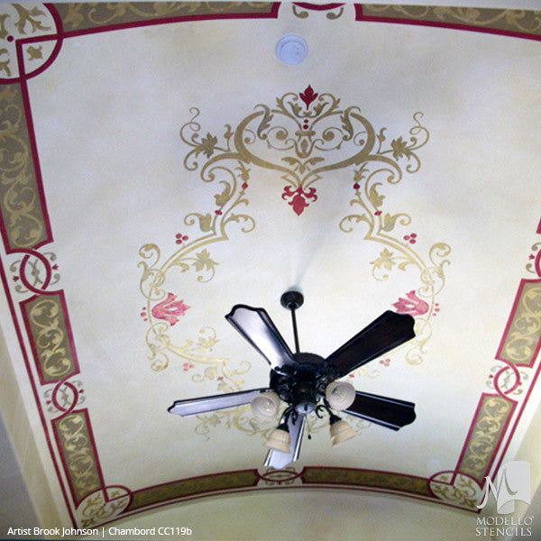Painted Ceiling Panel Stencils for Designer Decor - Modello Custom Stencils