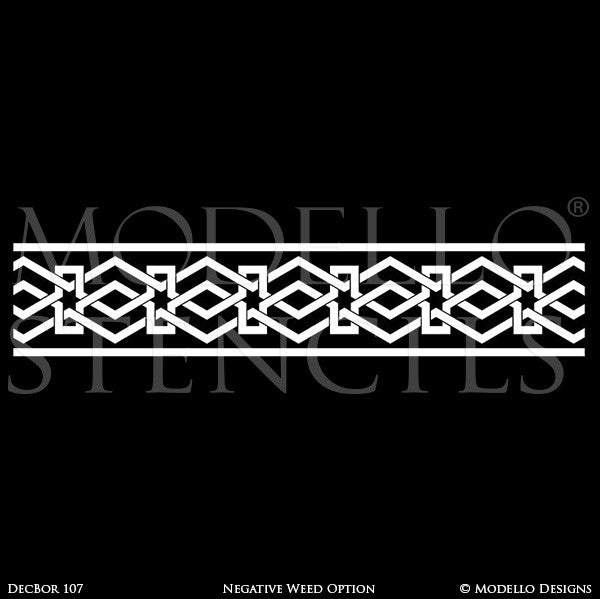 Modern Geometric Shapes Painted Wall Border Stencils - Modello Custom Stencils