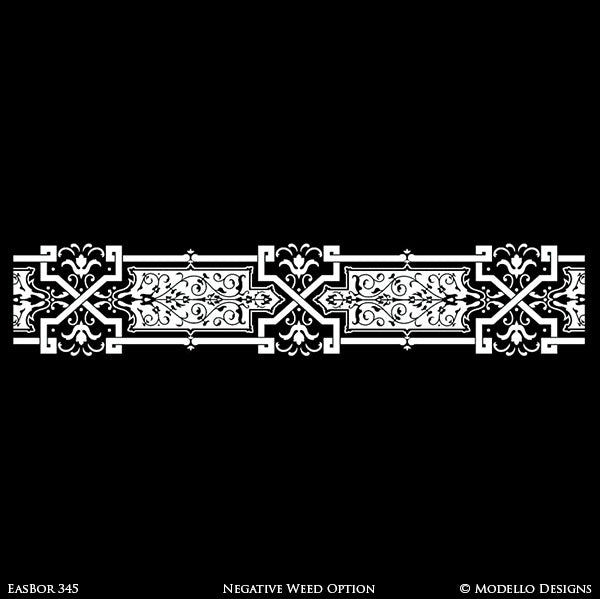 Indian, Asian, and Moroccan Decor and Bohomian Interiors - Modello Custom Floor Ceiling Borders Stencils