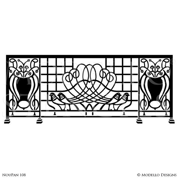 Art Nouveau Decor and Painted Wall Mural Stencils - Modello Custom Stencils