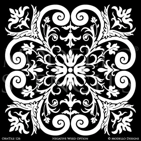Painted Ceiling Tile Stencils with Classic European Style - Modello Custom Stencils
