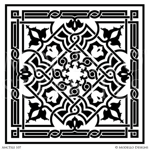 European and Old World Home Decor - Custom Tile Stencils for Painting