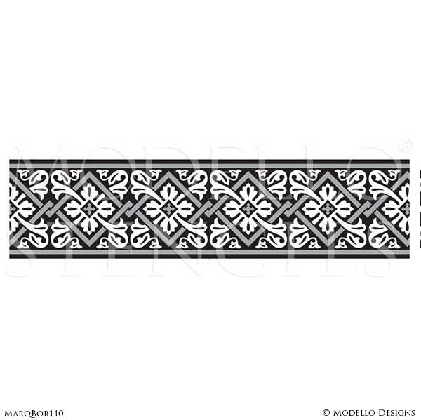 Custom Decorative Border Stencils for Marquetry Stained Floors - Modello Designs
