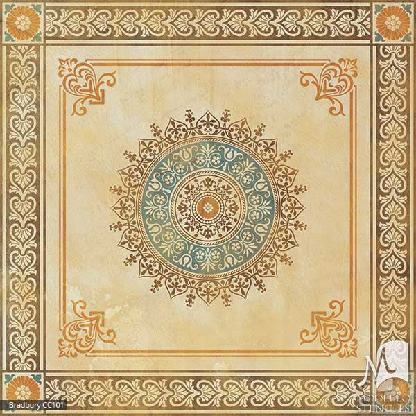 Classic Carpet Decor - European Floor Makeover - Custom Cut Adhesive Stencils