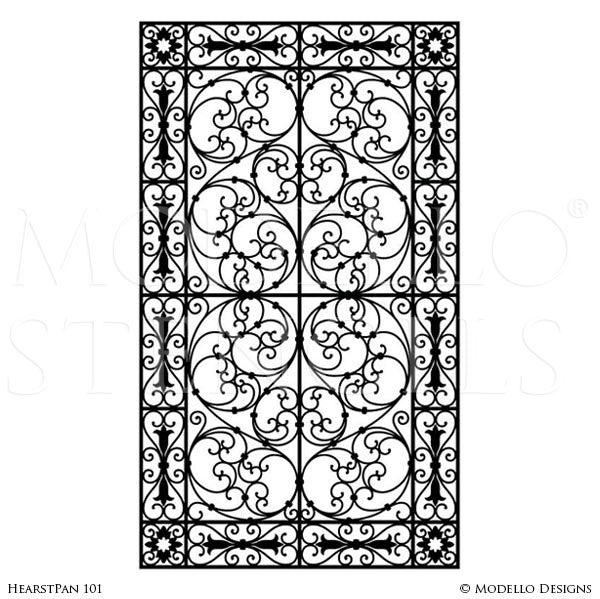Old World and European Design and Decor - Large Adhesvie Wall Panel Window Stencils - Modello Custom Stencils