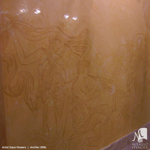 Large Wall Mural Stencils - Stenciled Painted Greek Roman Statues Women Goddesses - Modello Custom Stencils for Painted Walls & Furniture Projects