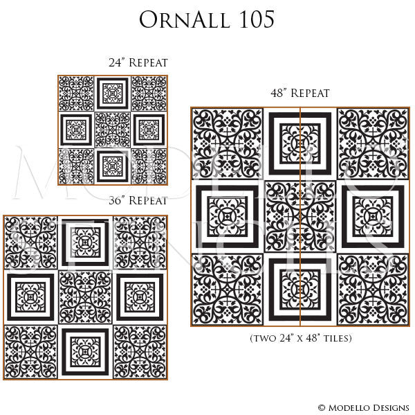 Faux Tiles for Kitchen Backsplash, Floor, or Wall Art - Modello Custom Tile Stencils