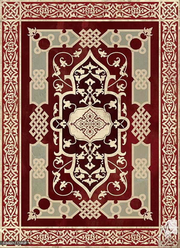 Layered Painted Designs Decorate Concrete Floor Carpet Panel Stencils - Modello Custom Stencils