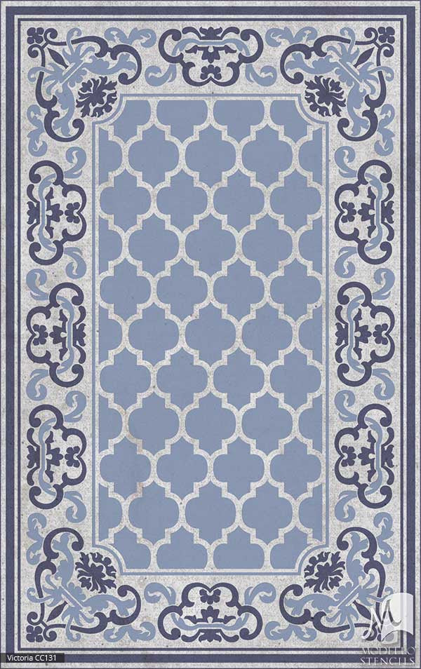 Classic European Carpet Floor Stencils for Painting Custom Victorian Style Home Decor