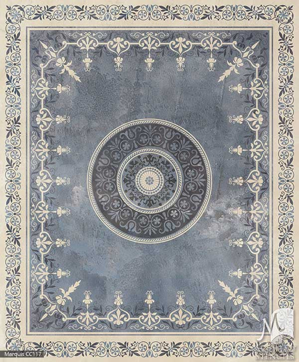 Grand Ceiling Stencils with Ornate Designs pr Painted Floor Patterns - Modello Custom Stencils