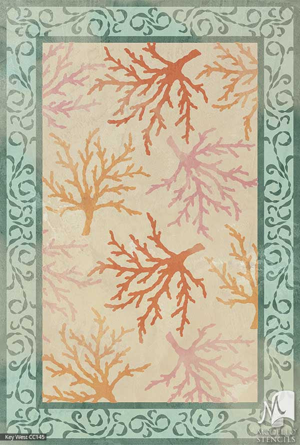 Palm Beach Decor - Custom Carpet Floor Stencils by Modello