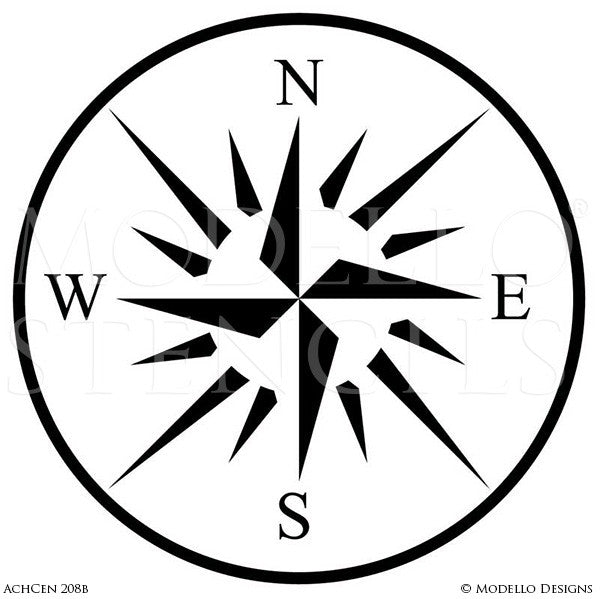 Painted Compass on Walls, Floors, and Ceiling - Modello Medallion Stencils