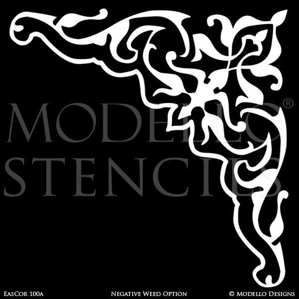 Corner Adhesive Stencils for Professional Decorative Painting Walls and Ceilings - Modello Stencils